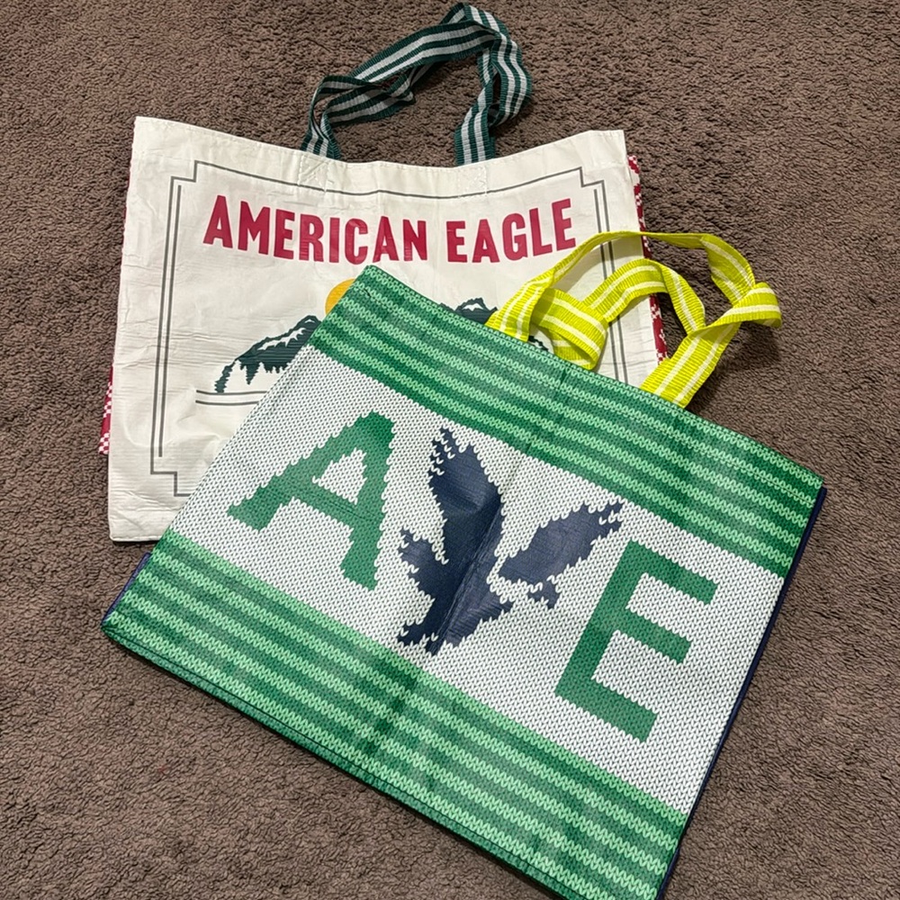 Set of  2 AE Shoppers Totes-Made from Recycled Plastic Bottles